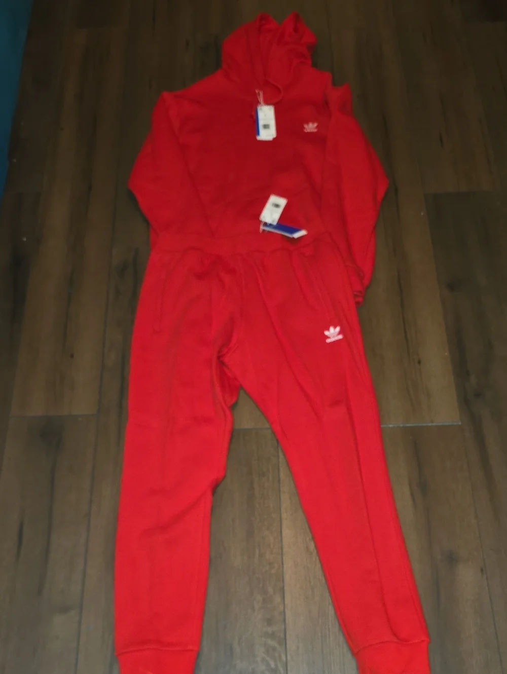 adidas Red Hooded Sweatshirt and Joggers Set - Picture 1 of 3